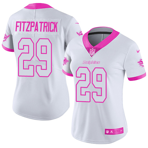 Nike Miami Dolphins #29 Minkah Fitzpatrick White Pink Women Stitched NFL Limited Rush Fashion Jersey->women nfl jersey->Women Jersey